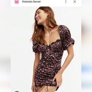 For Love And Lemons Black and Pink Floral Dress